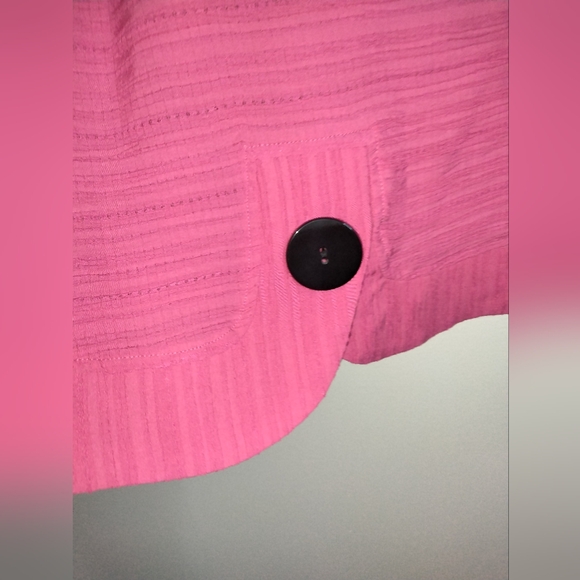Ali Miles (Size Lp) Pink Ribbed 3/4 Sleeve Oversized Accent Buttons Tunic Blouse - Picture 10 of 13